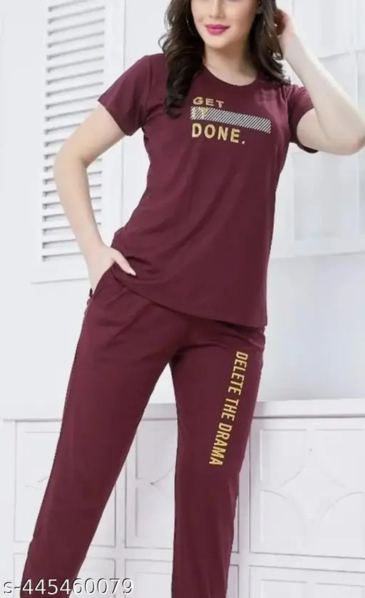Cotton fabric women's nightwear set, premium quality printed t-shirt & pyjamas with pockets, Indian origin