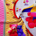 Red, 100% cotton Jaipuri cartoon printed flat sheets with 2 pillow covers. Ideal for adults in summer. Trendy cartoon design, perfect for kids' rooms. Indian origin." (117 characters)