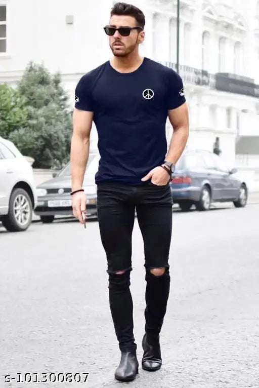 Classic Designer Men's Tshirts [Cotton Blend], short sleeves with printed net pattern, available in S, M, L, XL, XXL