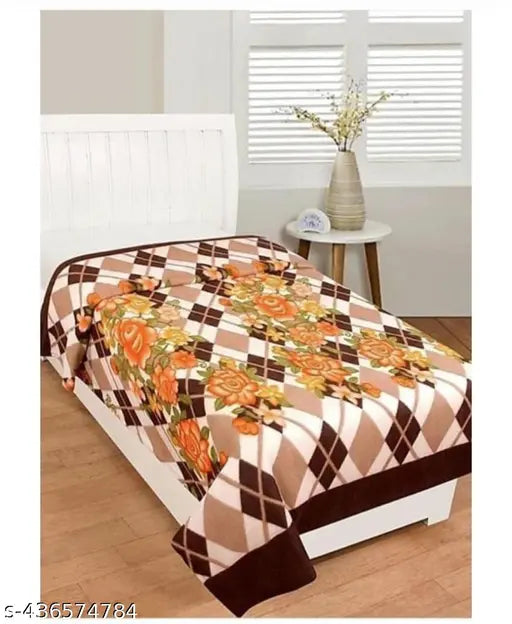 Ravishing floral polycotton fleece swaddler, ideal for mild winter, 86x86x56 inches, made in India