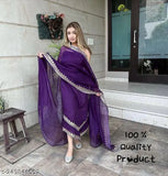 Purple Georgette embroidered kurta plazzo set with dupatta, Indian festive partywear