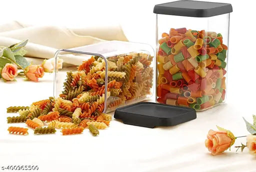 Plastic airtight container set, pack of 12, for kitchen storage, clear with lid