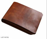 Stylish brown leather faux wallet, 2 compartments, printed pattern, free size (8cm x 10cm), India origin