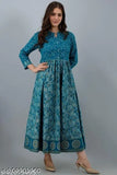 Blue floral printed long kameez