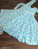Blue and pink floral print georgette material dress