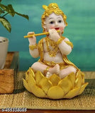 Resin Krishna idol, 'Laddu Gopal Kanha ji Murti Bal Gopal Makhan Chor' statue, 13cm x 13cm x 10cm for home decor and gift