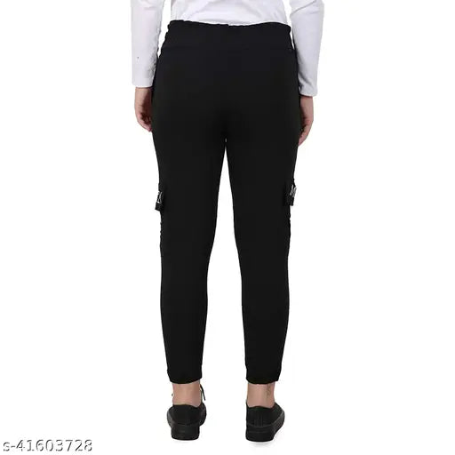 Comfy black printed ankle-length joggers for women, fashionable and stylish with a zip closure
