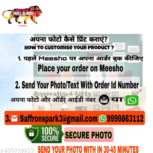 Personalized men's cotton blend t-shirt with photo print, customizable for special occasions like birthdays, anniversaries, holidays, etc., made in India