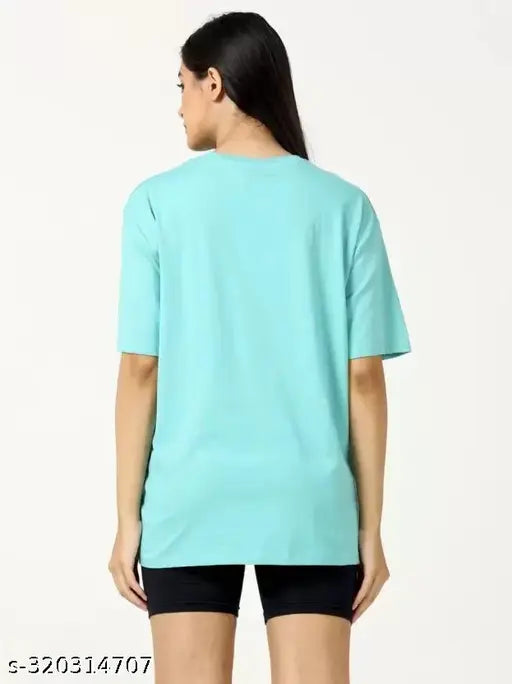 Aqua blue oversized t-shirt for women, cotton material