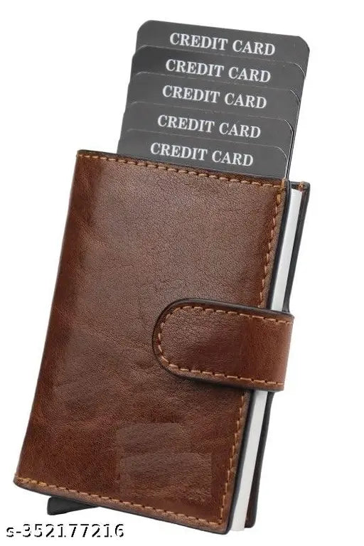 Branded metal wallet, solid color cardholder with 5 compartments. Free size (10cm x 10cm). Made in India