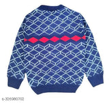 Navy blue woolen sweater set & pants for baby boys, printed net design - RUAA FASHION Trendy House Stylish & Comfortable