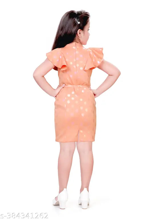 Peach cotton sleeveless crew neck dress