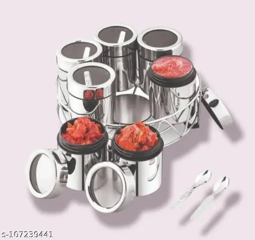 ATROCK Stainless Steel Masala Dabba| 7 in 1 Masala Dani| Dry Fruits Jars & Containers| Masala Box For Kitchen| Spice Box