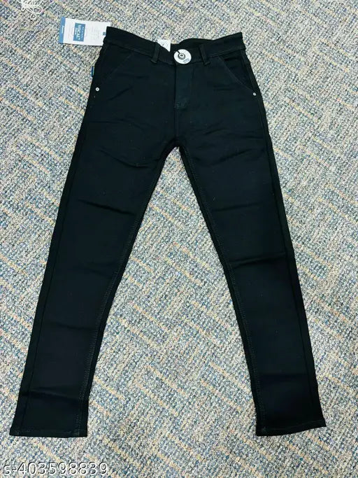 Black cotton blend men's jeans by Classic Cool, affordable and stylish with a solid pattern