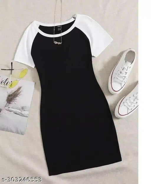 Girls' party dress, cotton blend bodycon midi dress with short sleeves, self-design net pattern, stretchable polyester fabric