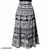Black and white patterned skirt with a tie waist
