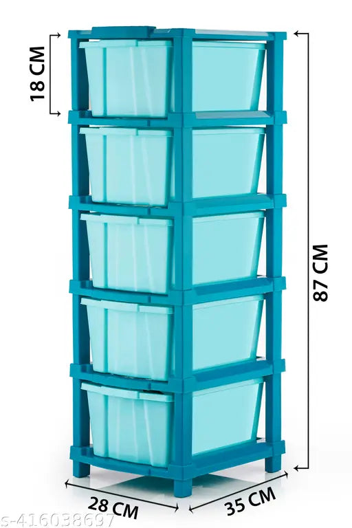 Elightway modular supper drawers, 5x1, light blue, adjustable size
