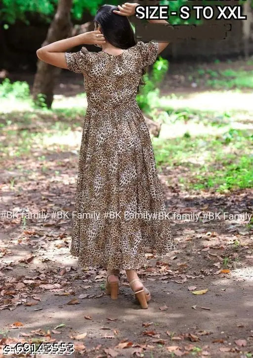 Georgette Chitras Kurti, digital printed Indian gown with exclusive Sabysachi Chitras pattern and full inner length 52