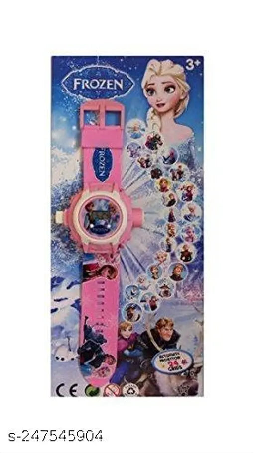 Pink digital watch with Disney Frozen design, multiple images projector feature