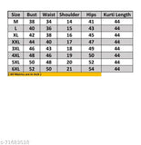 Casual women's printed front slit kurti, cotton blend fabric, 36-42 size range, length 40 inches