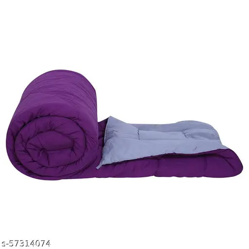 Polycotton double comforter, PE FASHION solid design, plush siliconized fiberfill for year-round comfort, India-made bed essential