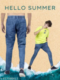 Soft blue denim cargo pants with pockets