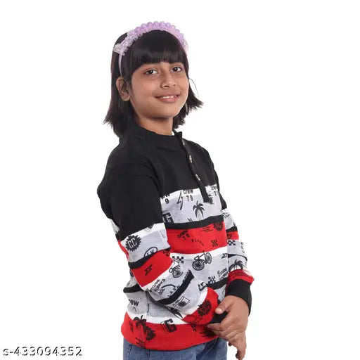 Rebiva Trendy Fancy New Stripped Design Woolen Knitted Full Sleeve Sweater With Button Closure,Sweatshirt for Kids/Sweater for Girls/Baby Sweater/ TopWear Sweater for Infant Toodler Girls and Boys (Pack of 1)Dailywear and Partywear Sweater