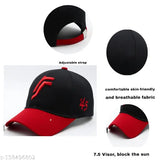 Black cotton colorblocked baseball cap, adjustable size for running and outdoor activities