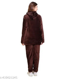 RG Winter Casual Wool Nightsuit Set: Breathable hooded full-sleeve soft wool pyjamas, perfect for girls and women's relaxation times, made in India