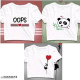 Cotton blend retro women's t-shirt set, printed with vibrant designs, three pieces in sizes S, M, L, XL