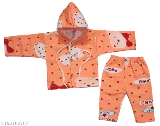 Wool winter set: printed net baby sweater top & bottom, good fabric quality (India)