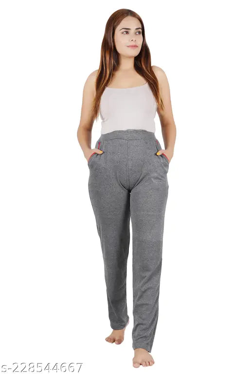 Grey cotton lower track women's hosiery pyjama