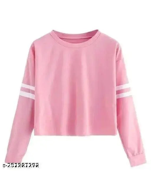 Pink script summer cotton blend full sleeve round neck regular T-shirt, women's casual summer wear in S or XL (34in/18in or 40in/21in)