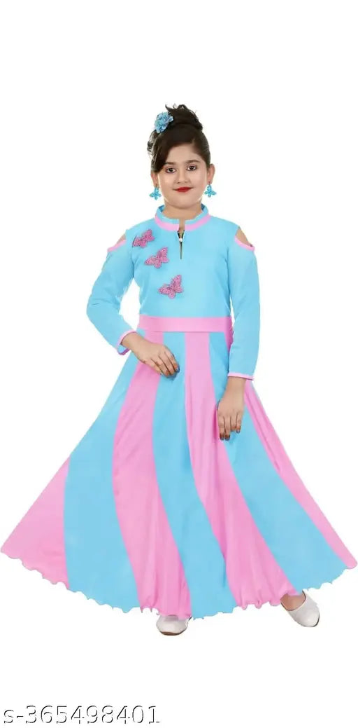 Cotton blend long sleeved dresses for kids aged 2-8 years, Indian origin children's clothing in neutral tones
