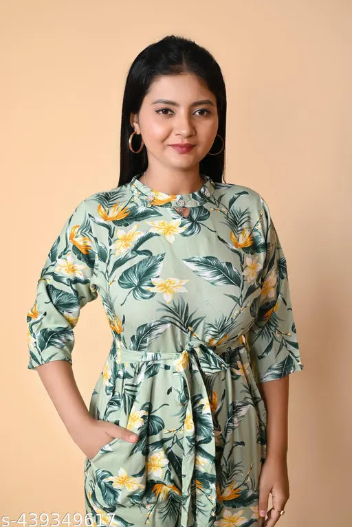 New Rihan Jumpsuit, 100% cotton, printed new design, three-quarter sleeves, Rayon, excellent stitching. Indian-made fashion jumpsuit on hanger