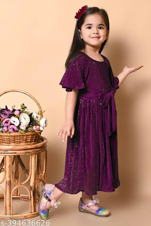 Vibrant silk ethnic maxi dresses for girls, ages 2-10 years, in Navy Blue, Bottle Green, Purple, Maroon