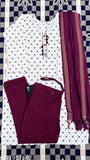 Maroon and white Mehroon dress set with dupatta and pants