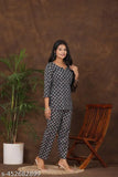 Women's rayon nightsuit set with printed pattern, three-quarter sleeves, India-made quality pyjamas for XS to XXL sizes