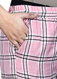 Feminine checkered women's trousers in baby pink, pack of 1