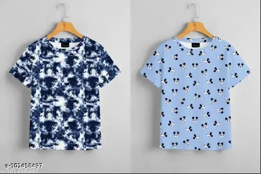 Women's combo t-shirt collection, navy blue with dog print, oversized style