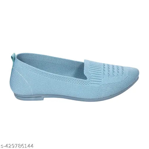 Sky blue knitted fabric bellerina slipper with elastic insole