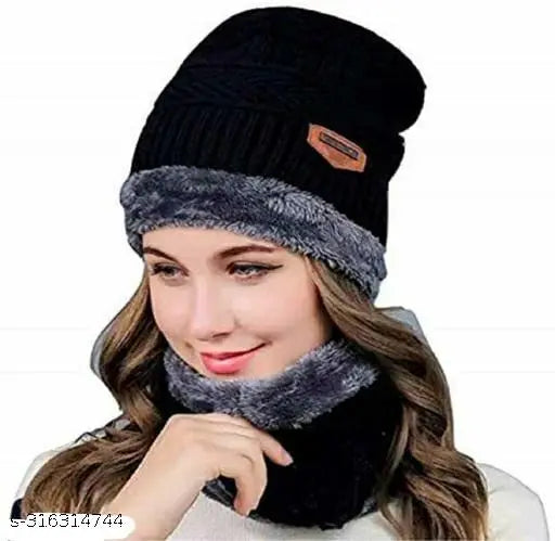 Women's and boys' trendy one-size winter neck muffs, soft lining, two pack combo, warm protection against cold weather