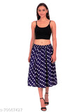 Grace Diva blue-brown floral mid calf length women's skirt combo, printed net crepe fabric with blue heart print