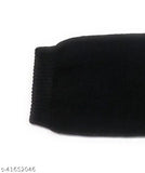 Fashionable black stretch knit hat with ribbed detailing