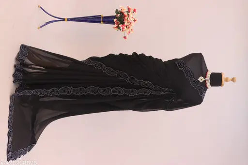 Black, heavy georgette saree with blouse