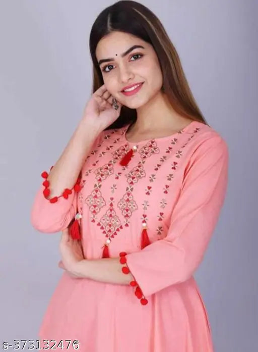 Pink anarkali kameez with floral embroidery