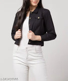 Trendy, casual blue denim jacket with ribbed cuffs and collar