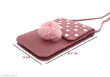 Purple sling clutch, heart-shaped tassel, 12cm in length