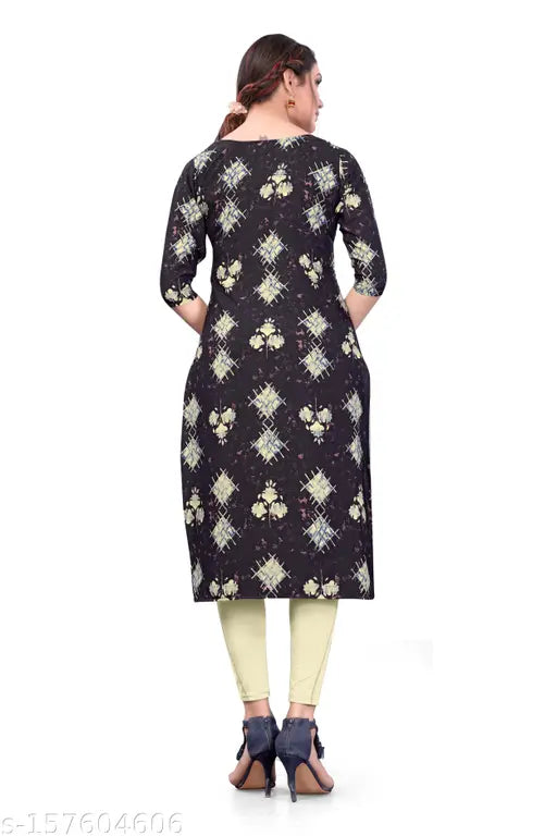 Long sleeves, straight cut, black background, crepe material