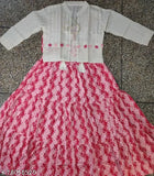 Pink and white embroidered kurta with matching jacket